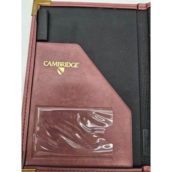 Cambridge Burgundy Leather Portfolio With Brass Accents - Picture 5 of 6